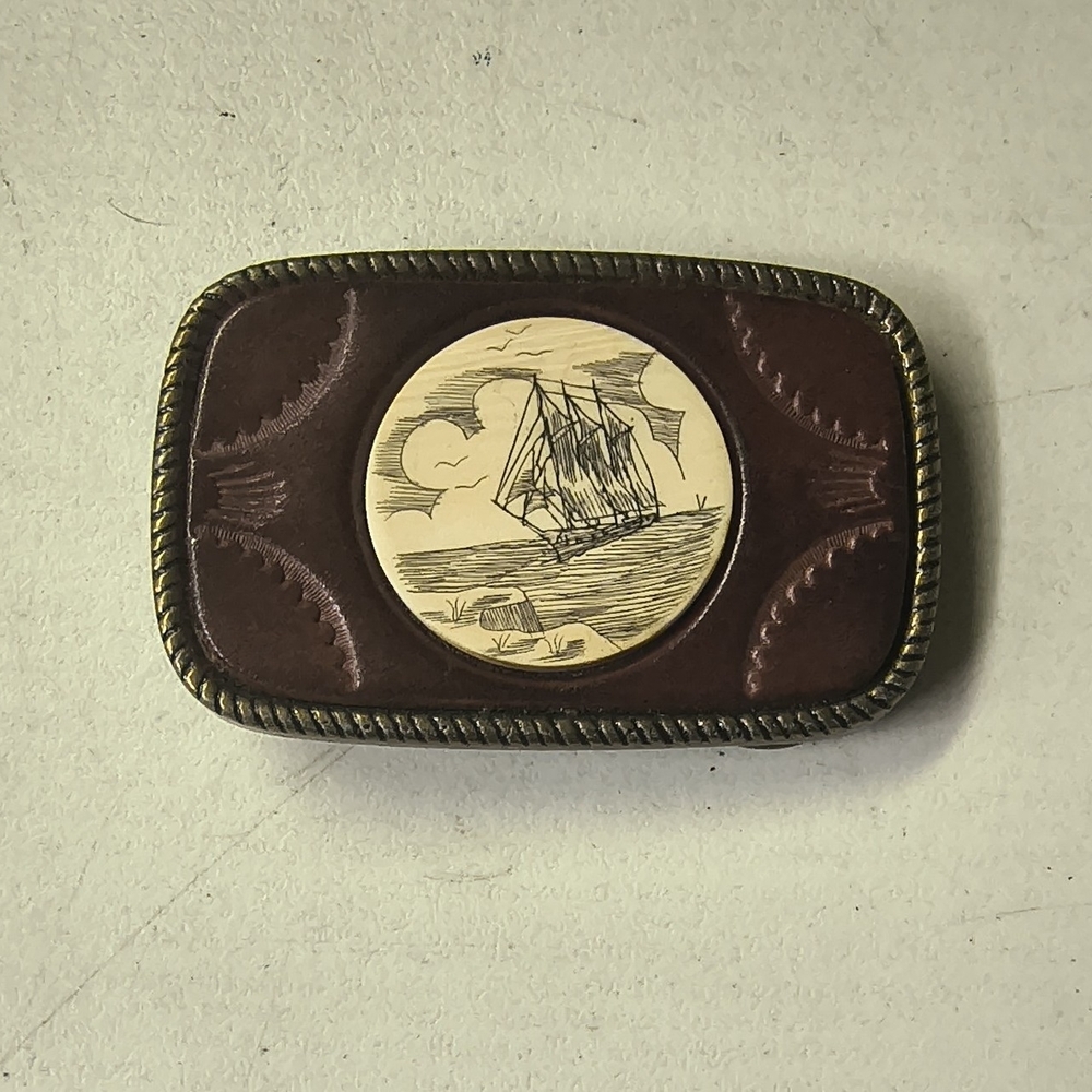 Classic Brown Leather And Brass Belt with Nautical Buckle